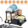 2-Tier Dish Drying Rack for Kitchen Counter Space Saving Rustproof Dish Rack with Drainboard Detachable Kitchen Drainer Organizer Set
