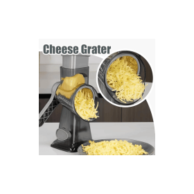 Rotary Cheese Grater Hand Crank Transparent - Shredder Slicer Grinder 3 Stainless Steel Blades, Stable Suction, Labor-Saving Handle
