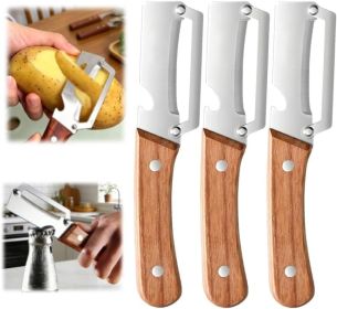 Multi-Functional Vegetable Peeler fo Kitchen: 2 in 1 Stainless Steel Peeler with Wooden Handle and Bottle Opener - Peelers for Potato Pumpkin Pap