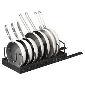 Pull Out Pots And Pans Organizer Under Cabinet With 8 Adjustable Dividers Rustproof Carbon Steel Sliding Pots Holder For Kitchen Cookware Bakeware Pot (Option: PotAndPanRackBlack)